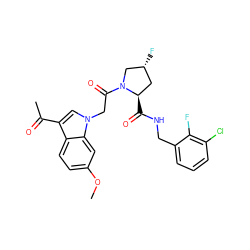 COc1ccc2c(C(C)=O)cn(CC(=O)N3C[C@H](F)C[C@H]3C(=O)NCc3cccc(Cl)c3F)c2c1 ZINC000148274124