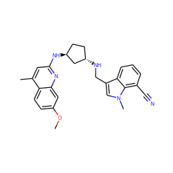 COc1ccc2c(C)cc(N[C@H]3CC[C@H](NCc4cn(C)c5c(C#N)cccc45)C3)nc2c1 ZINC000028951169