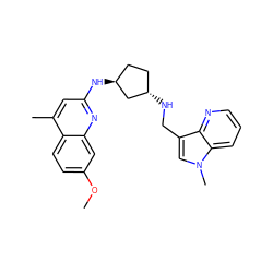 COc1ccc2c(C)cc(N[C@H]3CC[C@H](NCc4cn(C)c5cccnc45)C3)nc2c1 ZINC000028951158
