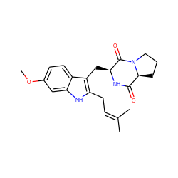 COc1ccc2c(C[C@@H]3NC(=O)[C@@H]4CCCN4C3=O)c(CC=C(C)C)[nH]c2c1 ZINC000014824006