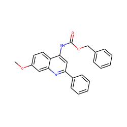 COc1ccc2c(NC(=O)OCc3ccccc3)cc(-c3ccccc3)nc2c1 ZINC000013762339
