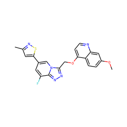 COc1ccc2c(OCc3nnc4c(F)cc(-c5cc(C)ns5)cn34)ccnc2c1 ZINC000200458553