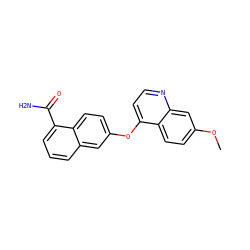 COc1ccc2c(Oc3ccc4c(C(N)=O)cccc4c3)ccnc2c1 ZINC000029134541