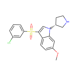 COc1ccc2c(S(=O)(=O)c3cccc(Cl)c3)cn([C@@H]3CCNC3)c2c1 ZINC000049055268