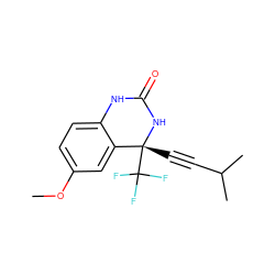 COc1ccc2c(c1)[C@@](C#CC(C)C)(C(F)(F)F)NC(=O)N2 ZINC000005962456