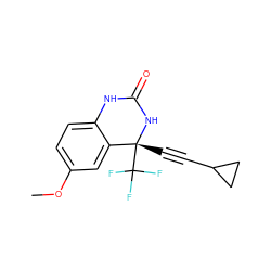 COc1ccc2c(c1)[C@@](C#CC1CC1)(C(F)(F)F)NC(=O)N2 ZINC000006484869