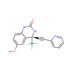 COc1ccc2c(c1)[C@@](C#Cc1ccccn1)(C(F)(F)F)NC(=O)N2 ZINC000005854504