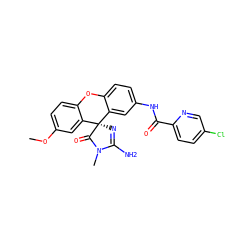 COc1ccc2c(c1)[C@@]1(N=C(N)N(C)C1=O)c1cc(NC(=O)c3ccc(Cl)cn3)ccc1O2 ZINC000203801332