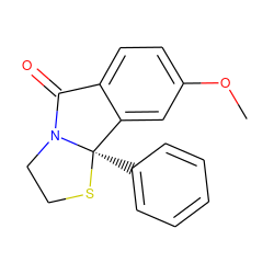 COc1ccc2c(c1)[C@@]1(c3ccccc3)SCCN1C2=O ZINC000006484873