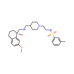 COc1ccc2c(c1)[C@](O)(CNCC1CCN(CCNS(=O)(=O)c3cccc(C)c3)CC1)CCC2 ZINC000013439714