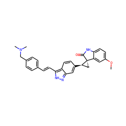 COc1ccc2c(c1)[C@]1(C[C@H]1c1ccc3c(/C=C/c4ccc(CN(C)C)cc4)[nH]nc3c1)C(=O)N2 ZINC000098208532