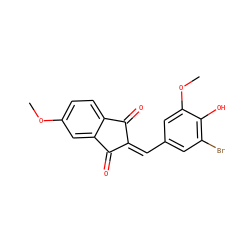 COc1ccc2c(c1)C(=O)/C(=C/c1cc(Br)c(O)c(OC)c1)C2=O ZINC000026494245