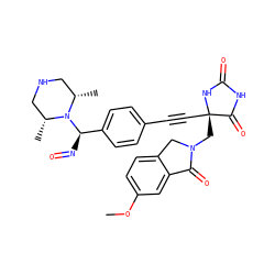 COc1ccc2c(c1)C(=O)N(C[C@@]1(C#Cc3ccc([C@@H](N=O)N4[C@@H](C)CNC[C@H]4C)cc3)NC(=O)NC1=O)C2 ZINC000169694557