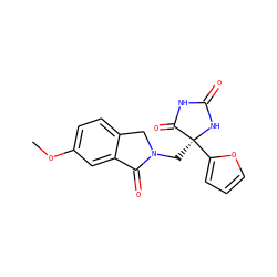 COc1ccc2c(c1)C(=O)N(C[C@@]1(c3ccco3)NC(=O)NC1=O)C2 ZINC000049070648