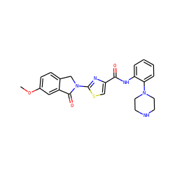 COc1ccc2c(c1)C(=O)N(c1nc(C(=O)Nc3ccccc3N3CCNCC3)cs1)C2 ZINC000096269605