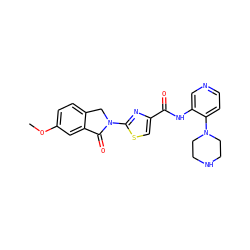 COc1ccc2c(c1)C(=O)N(c1nc(C(=O)Nc3cnccc3N3CCNCC3)cs1)C2 ZINC000095921334