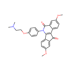 COc1ccc2c(c1)C(=O)c1c-2n(-c2ccc(OCCN(C)C)cc2)c(=O)c2cc(OC)ccc12 ZINC000141860850