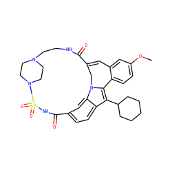 COc1ccc2c(c1)C=C1Cn3c-2c(C2CCCCC2)c2ccc(cc23)C(=O)NS(=O)(=O)N2CCN(CCNC1=O)CC2 ZINC000084711665