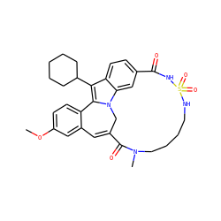 COc1ccc2c(c1)C=C1Cn3c-2c(C2CCCCC2)c2ccc(cc23)C(=O)NS(=O)(=O)NCCCCN(C)C1=O ZINC000084655384