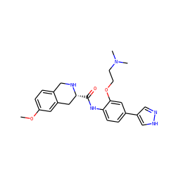 COc1ccc2c(c1)C[C@@H](C(=O)Nc1ccc(-c3cn[nH]c3)cc1OCCN(C)C)NC2 ZINC000058590504
