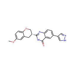 COc1ccc2c(c1)C[C@@H](c1nc3ccc(-c4cn[nH]c4)cc3c(=O)[nH]1)CO2 ZINC000066080587