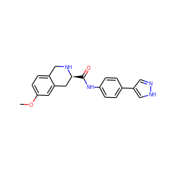 COc1ccc2c(c1)C[C@H](C(=O)Nc1ccc(-c3cn[nH]c3)cc1)NC2 ZINC000058583711