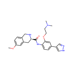 COc1ccc2c(c1)C[C@H](C(=O)Nc1ccc(-c3cn[nH]c3)cc1OCCN(C)C)NC2 ZINC000058568630