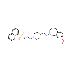 COc1ccc2c(c1)C[C@H](NCC1CCN(CCNS(=O)(=O)c3cccc4ccccc34)CC1)CCC2 ZINC000013439443