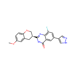 COc1ccc2c(c1)C[C@H](c1nc3c(F)cc(-c4cn[nH]c4)cc3c(=O)[nH]1)CO2 ZINC000066100673