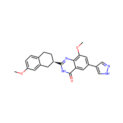 COc1ccc2c(c1)C[C@H](c1nc3c(OC)cc(-c4cn[nH]c4)cc3c(=O)[nH]1)CC2 ZINC000066074386