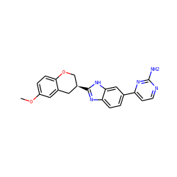 COc1ccc2c(c1)C[C@H](c1nc3ccc(-c4ccnc(N)n4)cc3[nH]1)CO2 ZINC000040379538