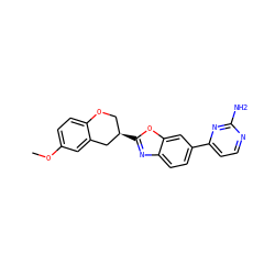 COc1ccc2c(c1)C[C@H](c1nc3ccc(-c4ccnc(N)n4)cc3o1)CO2 ZINC000040861944