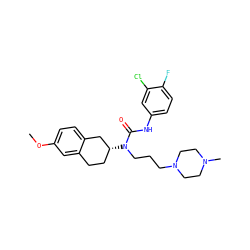 COc1ccc2c(c1)CC[C@@H](N(CCCN1CCN(C)CC1)C(=O)Nc1ccc(F)c(Cl)c1)C2 ZINC000035936379