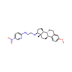 COc1ccc2c(c1)CC[C@@H]1[C@@H]2CC[C@]2(C)[C@@H](NCCNc3ccc([N+](=O)[O-])cn3)CC[C@@H]12 ZINC000029411295
