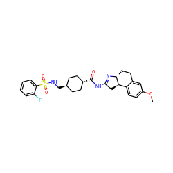 COc1ccc2c(c1)CC[C@H]1N=C(NC(=O)[C@H]3CC[C@H](CNS(=O)(=O)c4ccccc4F)CC3)C[C@H]21 ZINC000261085335