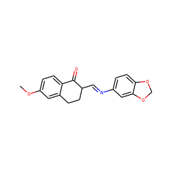 COc1ccc2c(c1)CCC(/C=N/c1ccc3c(c1)OCO3)C2=O ZINC000101841586