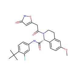 COc1ccc2c(c1)CCN(C(=O)Cc1cc(=O)[nH]o1)[C@H]2C(=O)Nc1ccc(C(C)(C)C)c(F)c1 ZINC001772575092