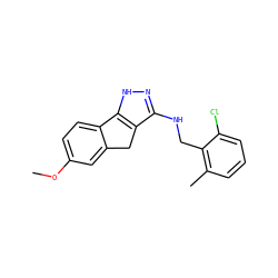 COc1ccc2c(c1)Cc1c(NCc3c(C)cccc3Cl)n[nH]c1-2 ZINC000045300001