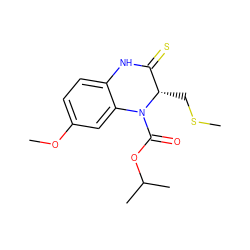 COc1ccc2c(c1)N(C(=O)OC(C)C)[C@@H](CSC)C(=S)N2 ZINC000003870431