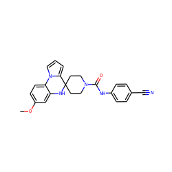 COc1ccc2c(c1)NC1(CCN(C(=O)Nc3ccc(C#N)cc3)CC1)c1cccn1-2 ZINC000299828258