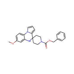 COc1ccc2c(c1)NC1(CCN(C(=O)OCc3ccccc3)CC1)c1cccn1-2 ZINC000205505437