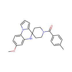 COc1ccc2c(c1)NC1(CCN(C(=O)c3ccc(C)cc3)CC1)c1cccn1-2 ZINC000035399525