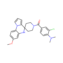 COc1ccc2c(c1)NC1(CCN(C(=O)c3ccc(N(C)C)c(Cl)c3)CC1)c1cccn1-2 ZINC000299832072