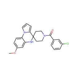 COc1ccc2c(c1)NC1(CCN(C(=O)c3cccc(Cl)c3)CC1)c1cccn1-2 ZINC000035399509