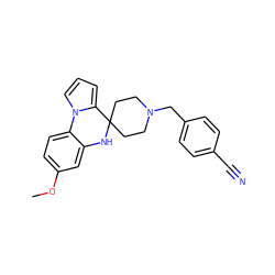 COc1ccc2c(c1)NC1(CCN(Cc3ccc(C#N)cc3)CC1)c1cccn1-2 ZINC000198037102