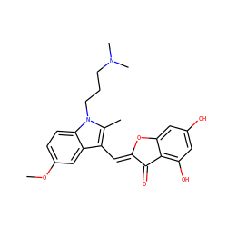 COc1ccc2c(c1)c(/C=C1\Oc3cc(O)cc(O)c3C1=O)c(C)n2CCCN(C)C ZINC000049113691