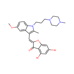COc1ccc2c(c1)c(/C=C1\Oc3cc(O)cc(O)c3C1=O)c(C)n2CCCN1CCN(C)CC1 ZINC000049070680