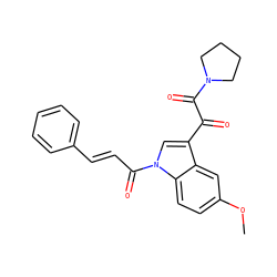 COc1ccc2c(c1)c(C(=O)C(=O)N1CCCC1)cn2C(=O)/C=C/c1ccccc1 ZINC000095588792