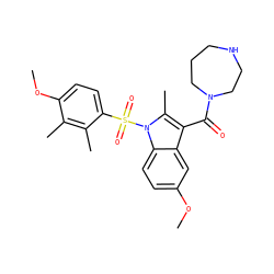 COc1ccc2c(c1)c(C(=O)N1CCCNCC1)c(C)n2S(=O)(=O)c1ccc(OC)c(C)c1C ZINC000071331752