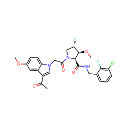 COc1ccc2c(c1)c(C(C)=O)cn2CC(=O)N1C[C@H](F)[C@@H](OC)[C@H]1C(=O)NCc1cccc(Cl)c1F ZINC000148003566